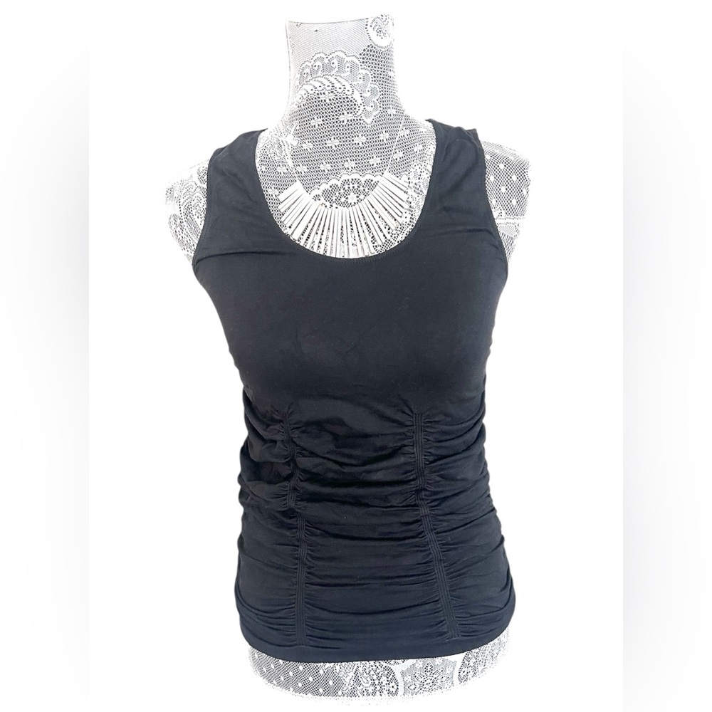 Women's Belldini Sleeveless Ruched Tank Shirt Black Top Stretch Small